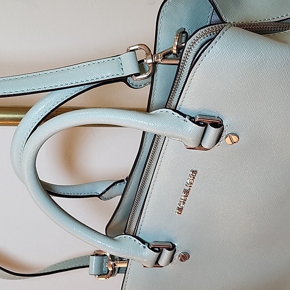 NWOT Michael Kors Benning Mint Leather Satchel W/ Wallet - Picture 6 of 16